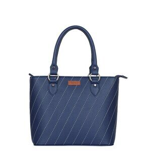 Blue Top-Handle Tote Bag – Vegan Leather Ladies' Satchel Purse or Shoulder Bag